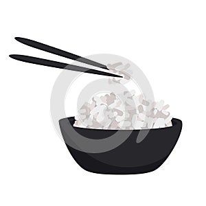 Vector illustration of a plate with rice