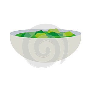 Vector illustration with plate with salad in flat style. Healthy lifestyle. Raw food ingredient