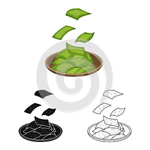 Vector illustration of platensis and green sign. Set of platensis and bowl stock symbol for web.