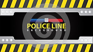 Vector Illustration of a Police Line Tape Design Background Border on black color