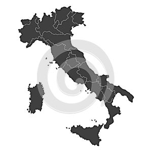 Political map of Italy isolated on white background