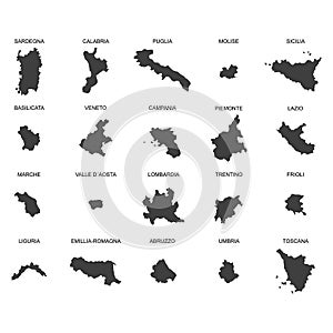 Political map of Italy isolated on white background