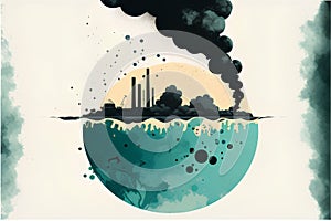 Vector illustration of the pollution of the environment. Pollution of the environment.