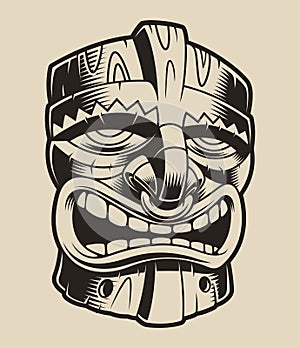 Vector illustration of polyanesian tiki mask. Element for design