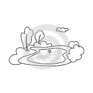 Vector illustration of pond and ice icon. Set of pond and winter stock symbol for web.