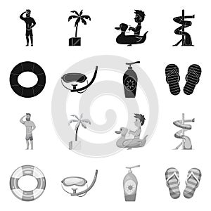 Vector illustration of pool and swimming logo. Set of pool and activity stock symbol for web.