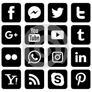 Popular social media icons set black