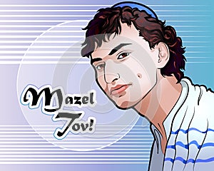 Vector illustration - a portrait of a beautiful Jewish youth