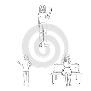 Vector illustration of posture and mood logo. Set of posture and female stock vector illustration.