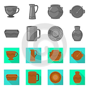 Vector illustration of pottery and ware sign. Collection of pottery and clayware vector icon for stock.