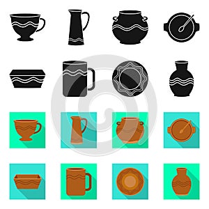 Vector design of pottery and ware icon. Set of pottery and clayware stock vector illustration. photo
