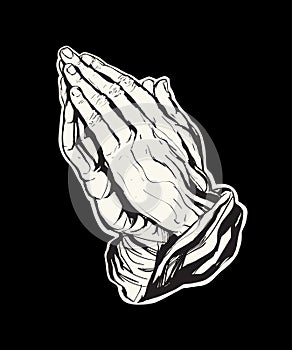 Praying Hands Sticker Black