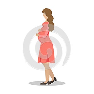 Vector illustration of the pregnant woman in a profile