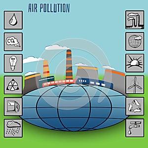 Vector illustration for presentation and infographics and icons factory air pollution