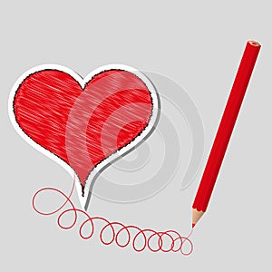 Vector illustration primed heart and pencil