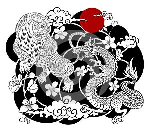 Vector illustration for printing on shirt.Japanese culture for painting on background.