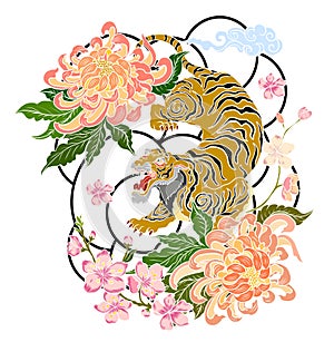 Vector illustration for printing on shirt.Japanese culture for painting on background.