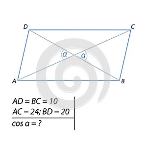 Vector illustration of the problem of finding the cosine of the acute angle between the diagonals-01