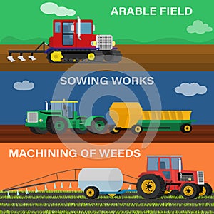 Vector illustration of the process seeding, growing and care.