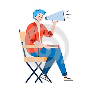 Vector illustration of producer doing professional cinema movies production