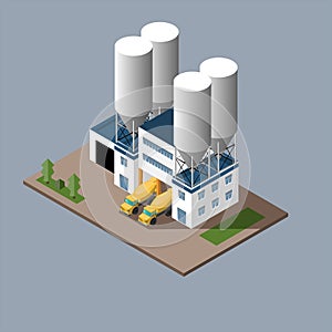 Vector illustration of the production of concrete loading concrete mixers concrete transportation