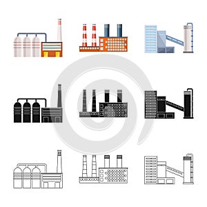 Vector illustration of production and structure logo. Collection of production and technology stock vector illustration.