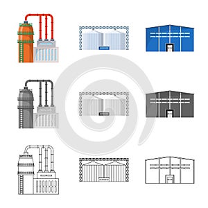 Vector illustration of production and structure logo. Collection of production and technology stock vector illustration.