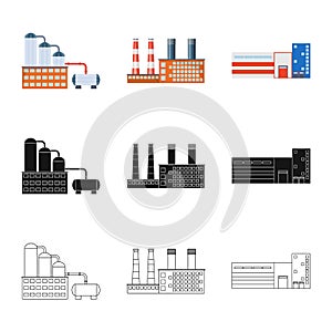 Vector illustration of production and structure logo. Collection of production and technology stock vector illustration.