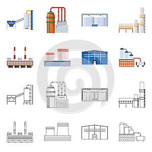 Vector illustration of production and structure sign. Set of production and technology stock symbol for web.