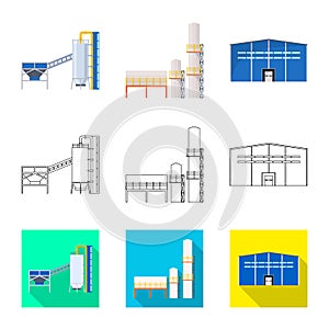 Vector illustration of production and structure sign. Set of production and technology stock symbol for web.