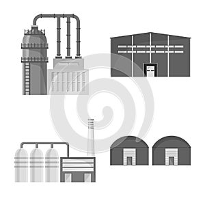 Vector illustration of production and structure sign. Set of production and technology stock symbol for web.