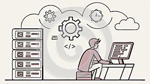 Programmer at work, coding and software development vector design Generative AI