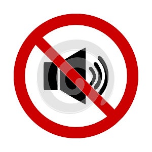 Illustration of prohibits  loud sound  sign on white background photo
