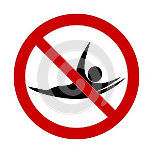 Illustration of prohibits  swimming sign on white background photo