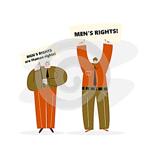 Vector illustration of protesting man. Man rights movement