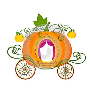 Vector illustration of pumpkin carriage isolated on white background