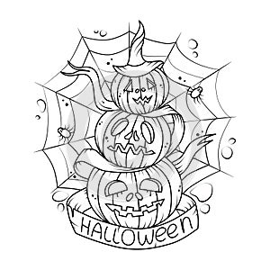 Vector illustration with pumpkins . For Halloween decorations.