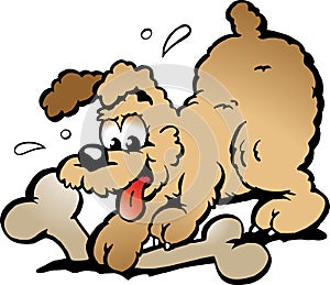 Vector illustration of an Puppy Dog with a bone
