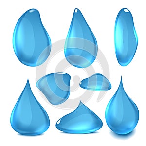 Vector Illustration of Pure Clear Realistic Water Drops