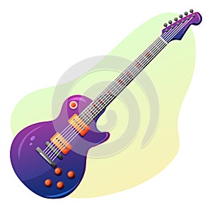 Vector illustration of purple electric guitar. Musical instrument