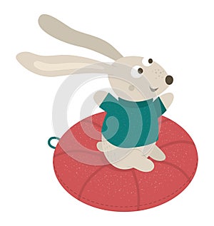 Vector illustration of rabbit in sweater tubing.