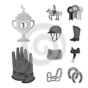 Vector illustration of race and horse symbol. Set of race and racing stock vector illustration.