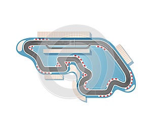 Vector illustration of a race track from a top view is isolated on a white background