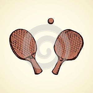 Vector illustration. Racket and ball for table tennis
