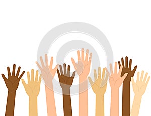 Vector illustration raised hands