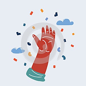 Vector illustration of Raising Hand for Participation