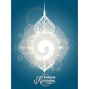 Vector illustration of ramadan kareem blue color greeting invitation template