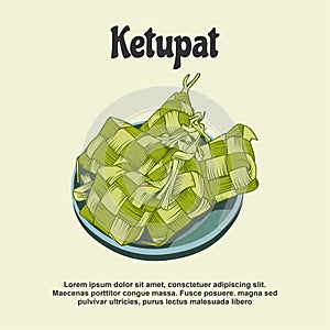 vector illustration Ramadan special traditional Indonesian food, ketupat