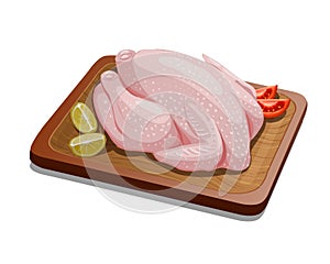 Vector illustration of Raw whole chicken with skin