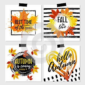Vector set of Autumn greeting cards
